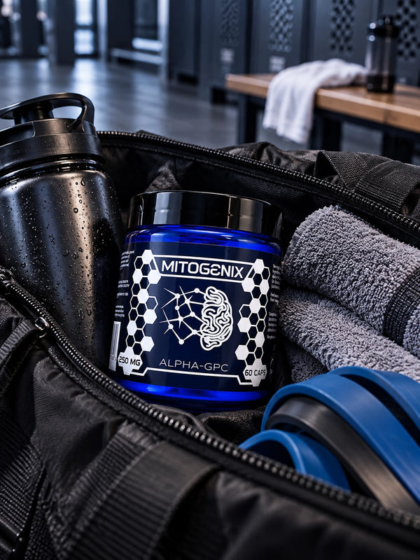 MitoGenix jar reused as a Gym Stack packed in a gym bag
