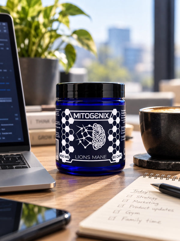 MitoGenix jar reused as a Work Stack on an office desk