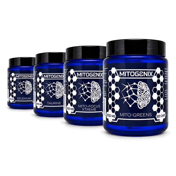 MitoGenix Total Body & Mind Stack — Mito-Focus Xtreme, Mito-Greens, Selenium & Taurine
